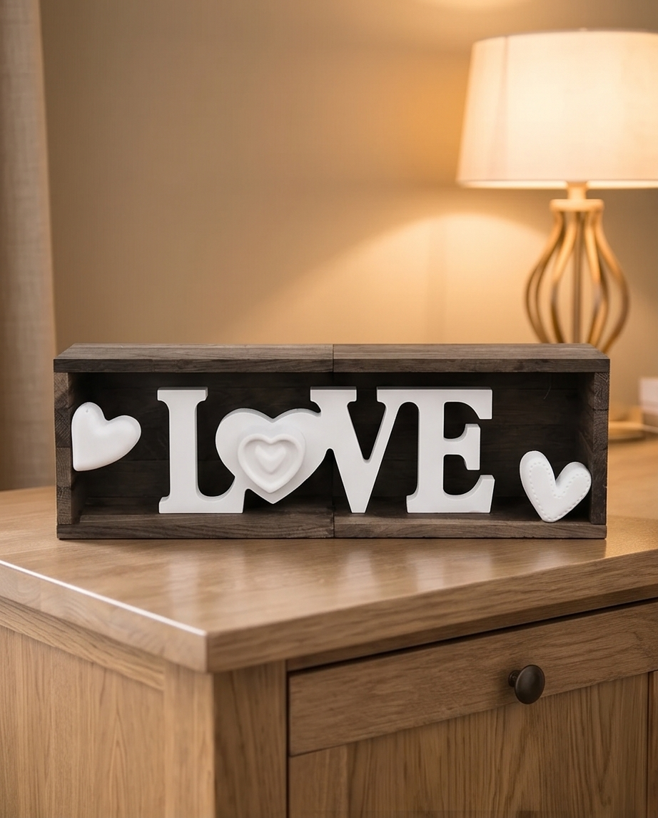 Holz Deko LOVE - Geschenk Einzug Hochzeit - Aufsteller 32cm