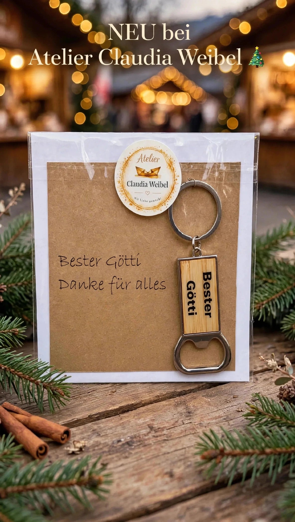 Weihnachtsgeschenk Götti | Geschenk für Götti - Bester Götti - Schlüsselanhänger mit Flaschenöffner