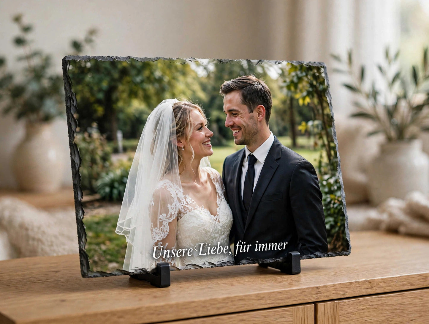 Foto Schiefertafel Rechteckig 15x20cm / 20x30cm | Personalisiert mit eigenem Bild