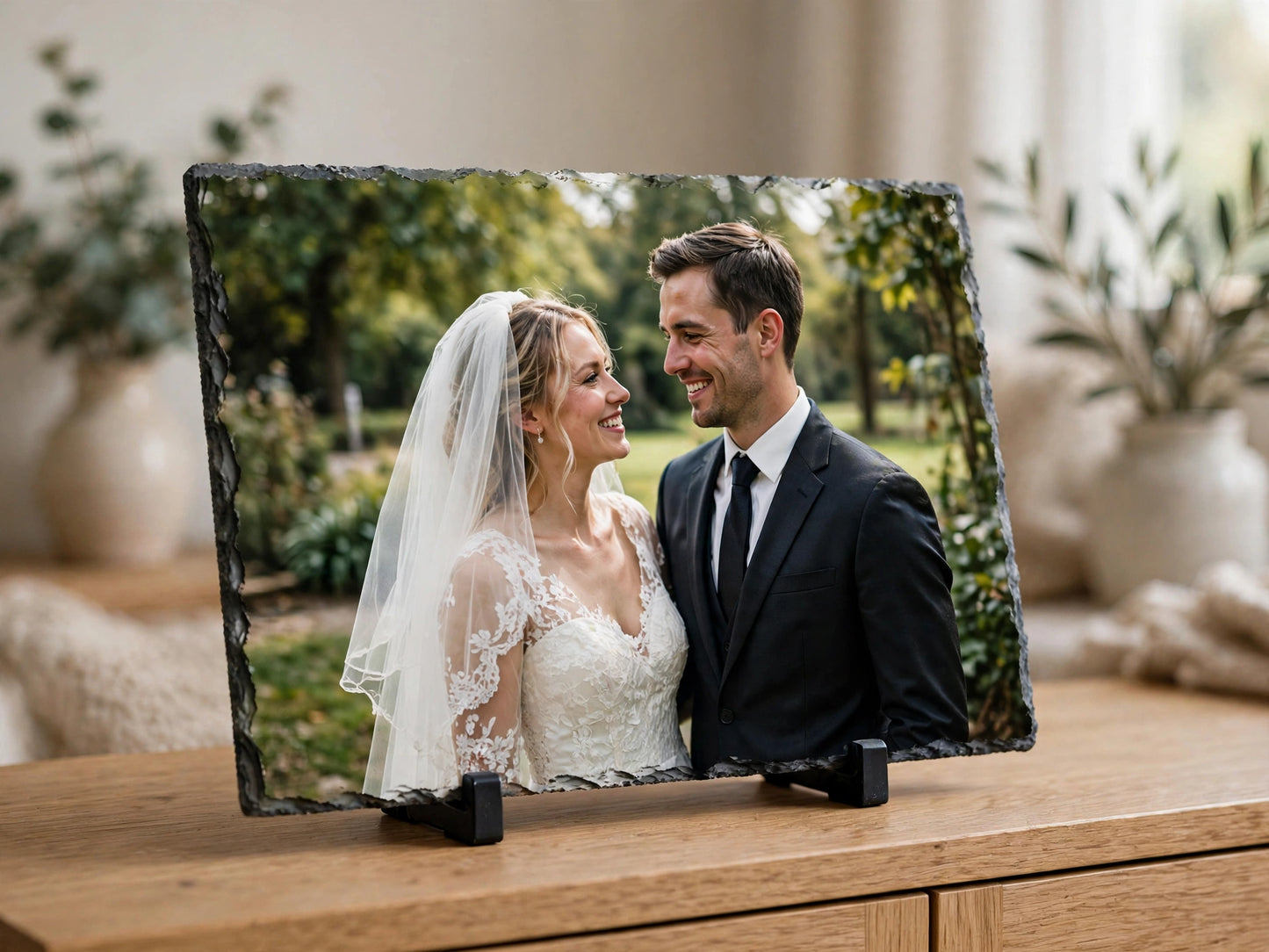 Foto Schiefertafel Rechteckig 15x20cm / 20x30cm | Personalisiert mit eigenem Bild
