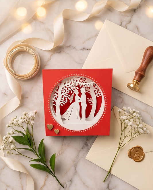 Tunnelkarte Hochzeit - Brautpaar unter dem Baum | personalisiert