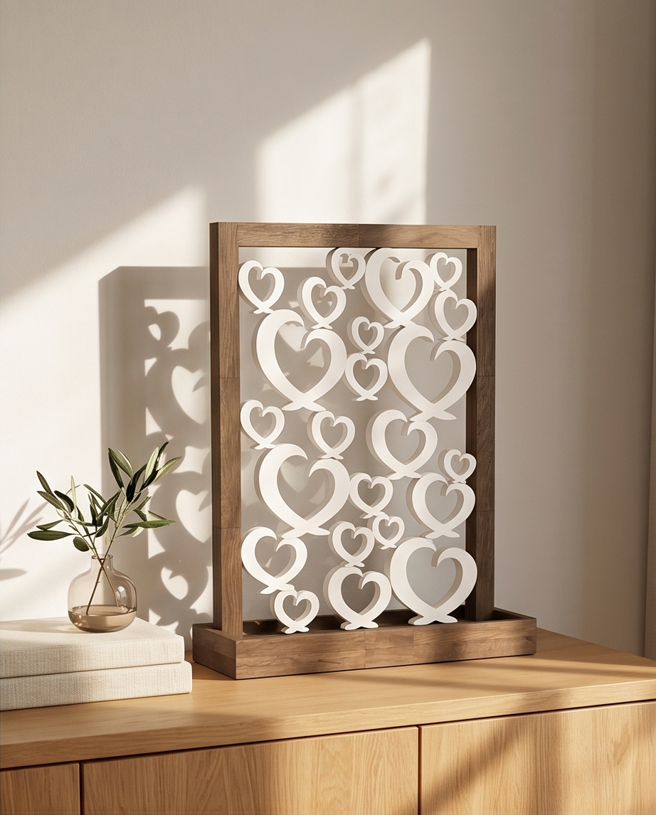 Herz-Deko Regal mit Ablage - Holz Unikat