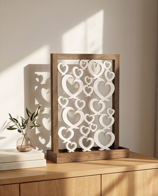 Herz-Deko Regal mit Ablage - Holz Unikat