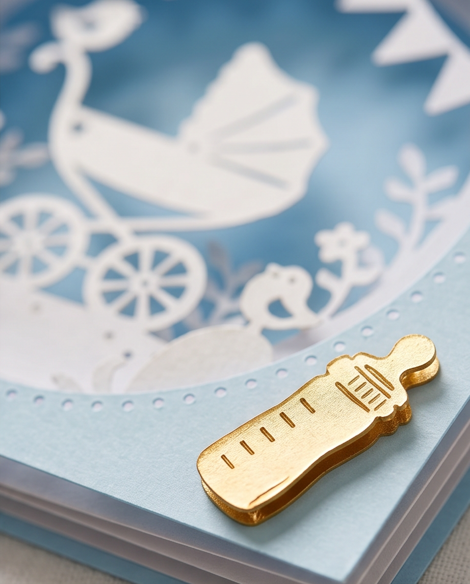 Geschenk zur Geburt | 3D-Karte Baby Junge "Kinderwagen blau"