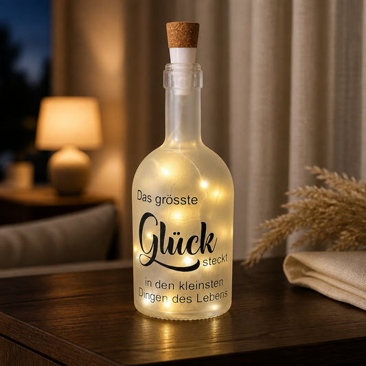 Geschenk mit Bedeutung | LED Flasche "Das größte Glück"