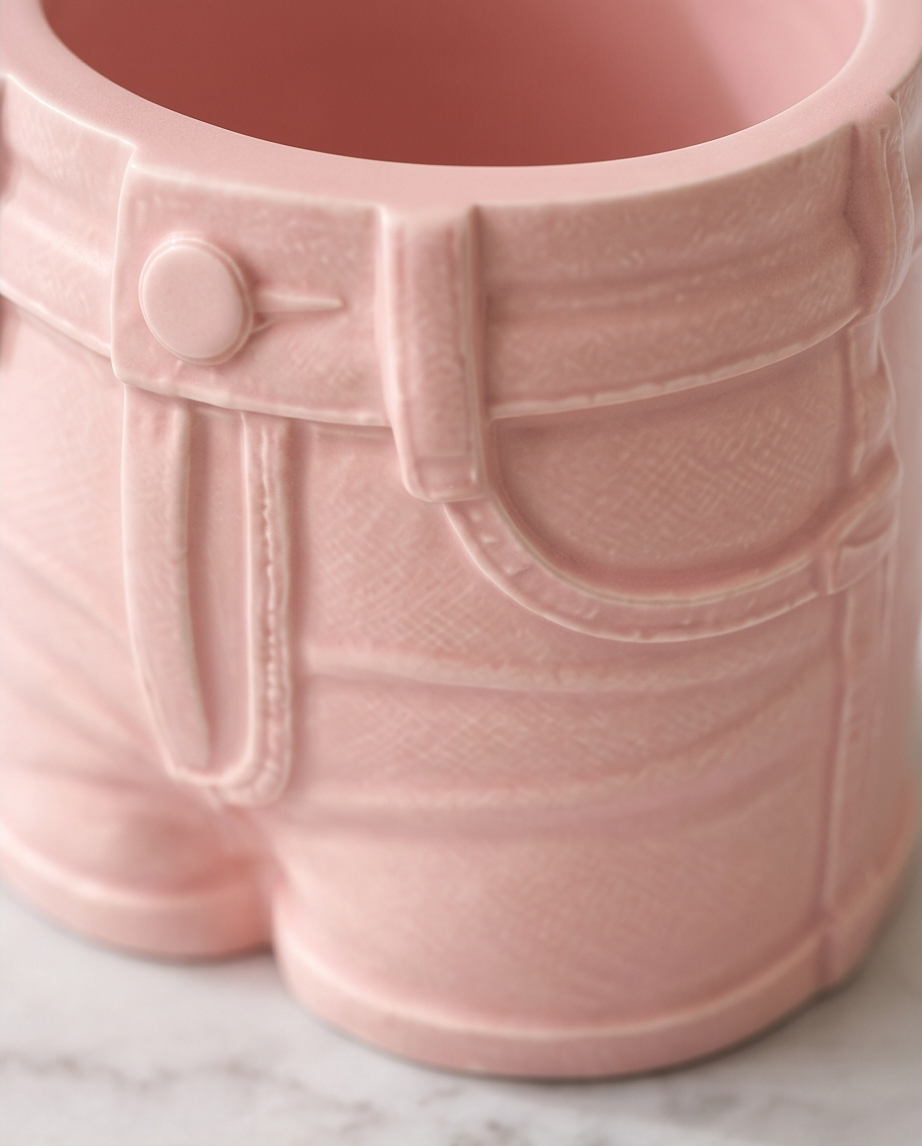 Stiftehalter Jeans aus Keraflott - Schreibtisch Deko Hellblau Rosa Grün