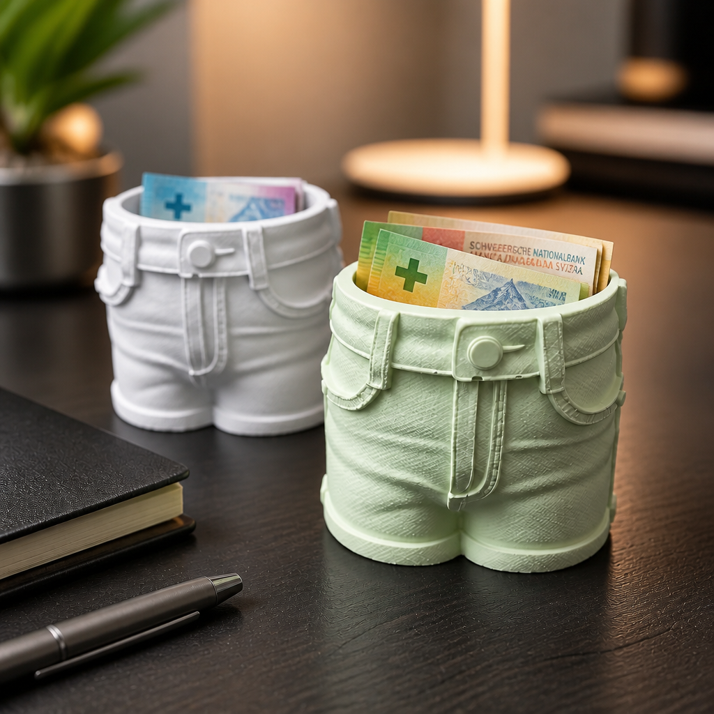 Stiftehalter Jeans aus Keraflott - Schreibtisch Deko Hellblau Rosa Grün