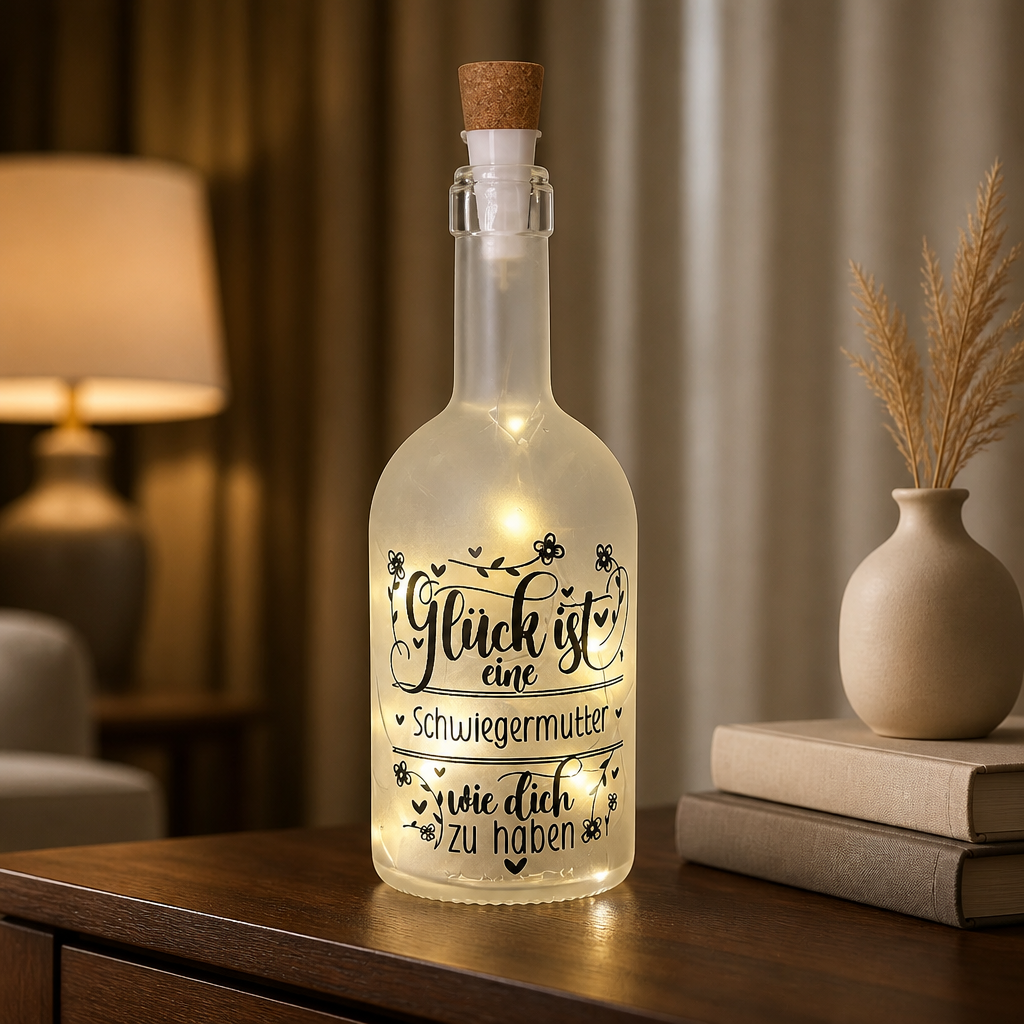 Geschenk für Schwiegermutter | LED Flasche "Glück ist eine Schwiegermutter wie dich"