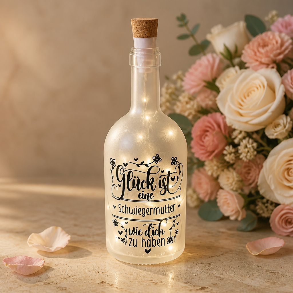 Geschenk für Schwiegermutter | LED Flasche "Glück ist eine Schwiegermutter wie dich"