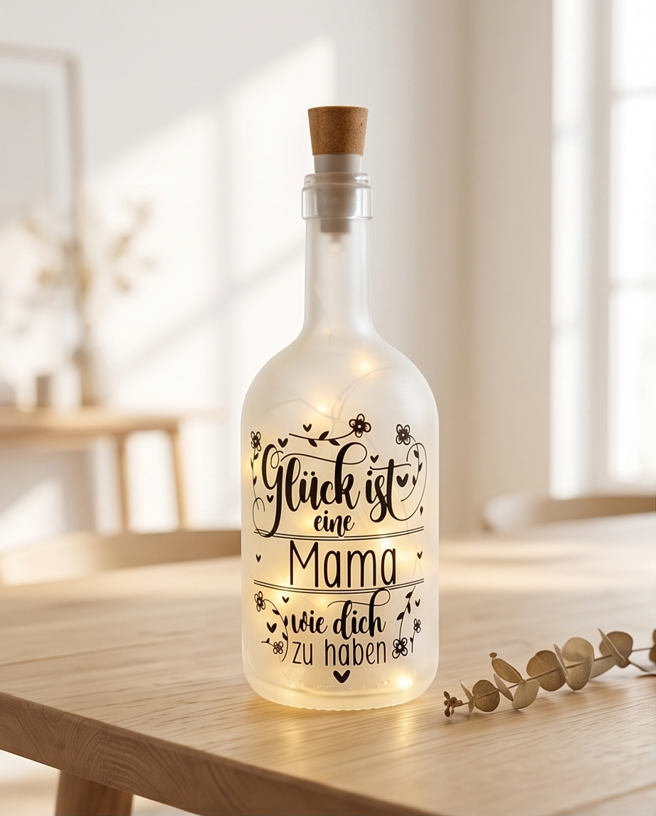 LED Flasche Glück ist eine Mama wie dich Deko Licht 29cm Geschenk Mama