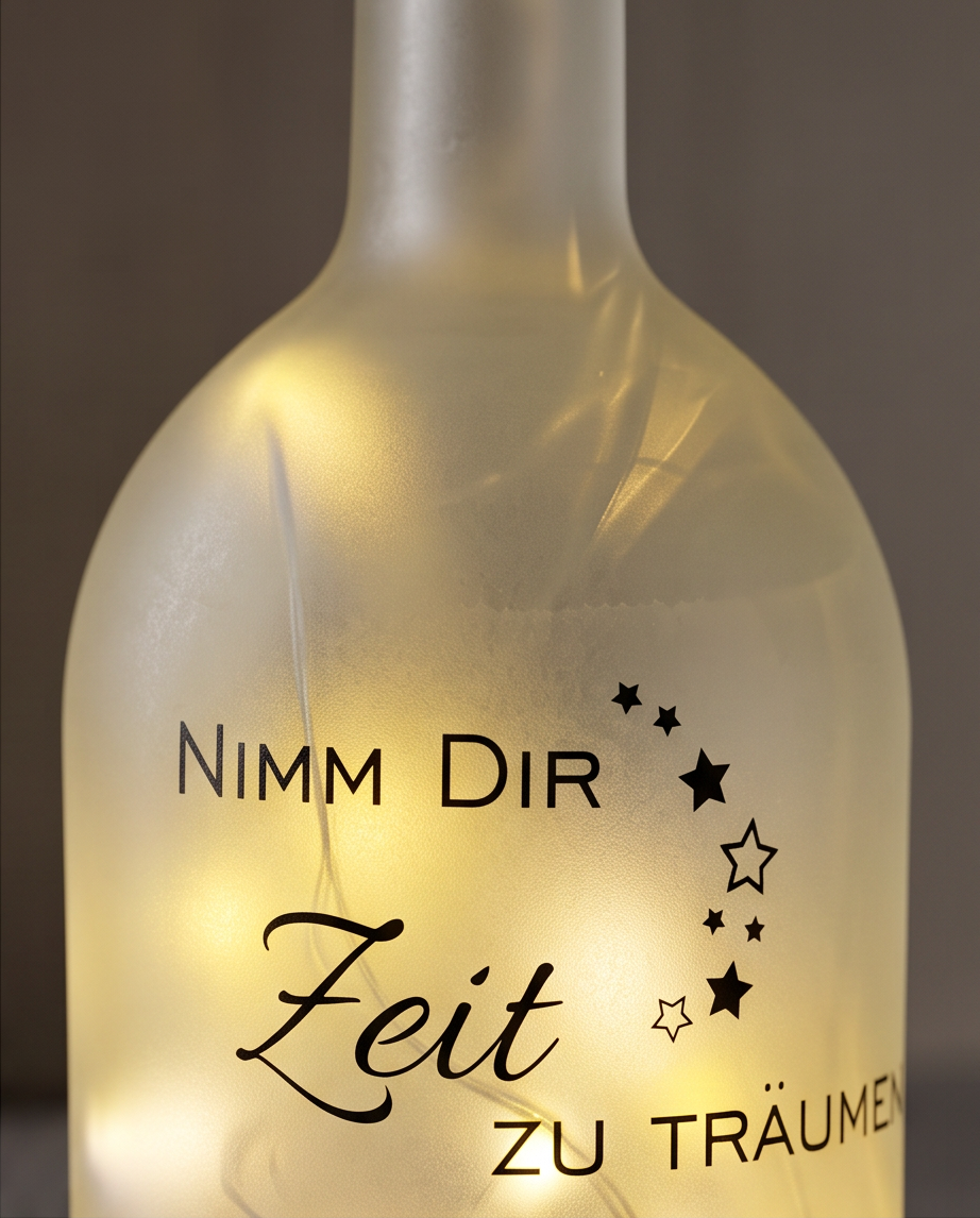 Freundin Weihnachtsgeschenk - Leuchtflasche "Zeit zu träumen" | LED Nachtlicht Sterne