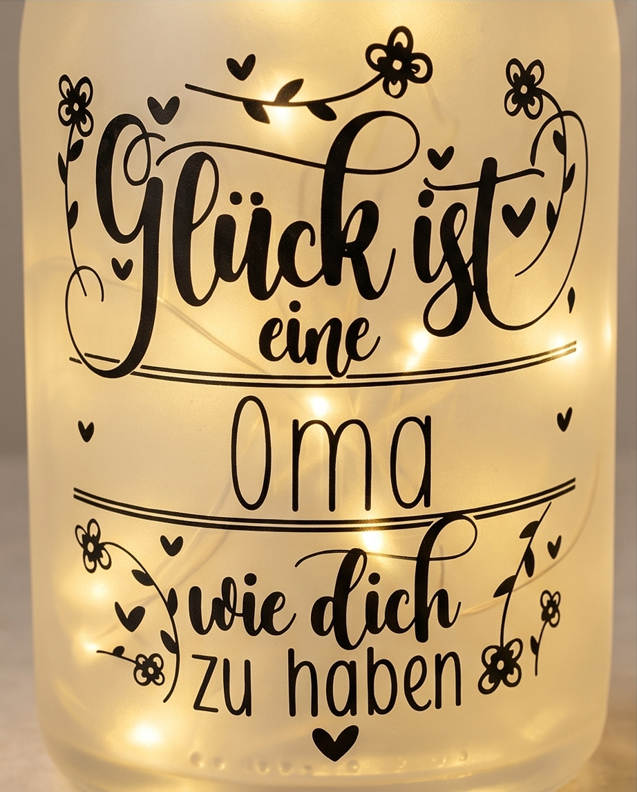 Geschenk für Oma | LED Flasche "Glück ist eine Oma wie dich zu haben"