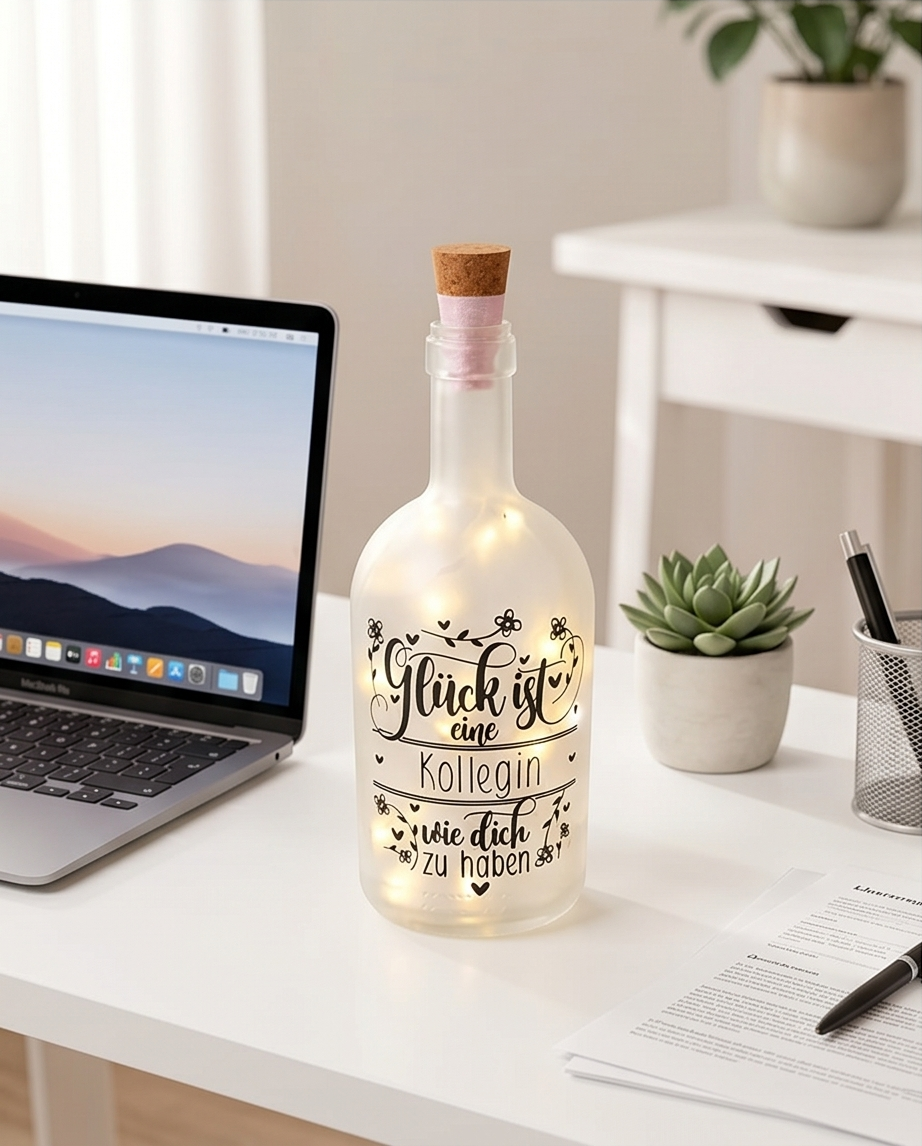 LED Flasche Kollegin - Geschenk Du bist eine tolle Kollegin mit Licht