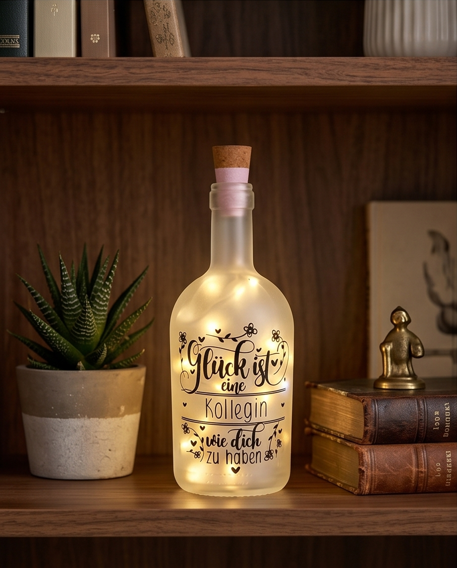 LED Flasche Kollegin - Geschenk Du bist eine tolle Kollegin mit Licht