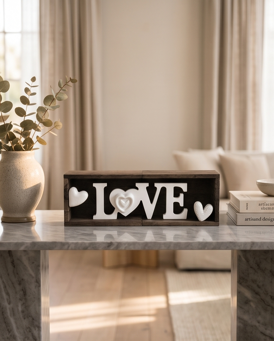 Holz Deko LOVE - Geschenk Einzug Hochzeit - Aufsteller 32cm