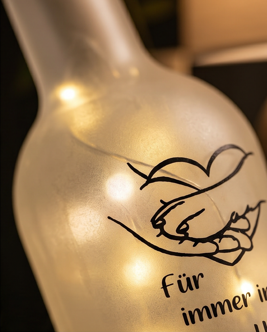 Geschenk mit Bedeutung | LED Flasche "Für immer im Herzen" - Hund