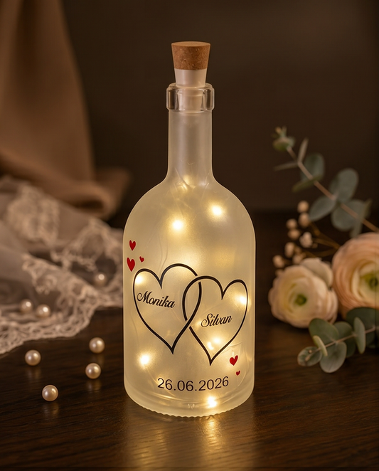 Hochzeitsgeschenk personalisiert | LED Flasche mit Namen