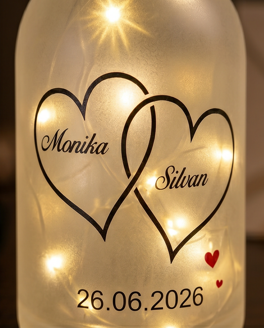 Hochzeitsgeschenk personalisiert | LED Flasche mit Namen