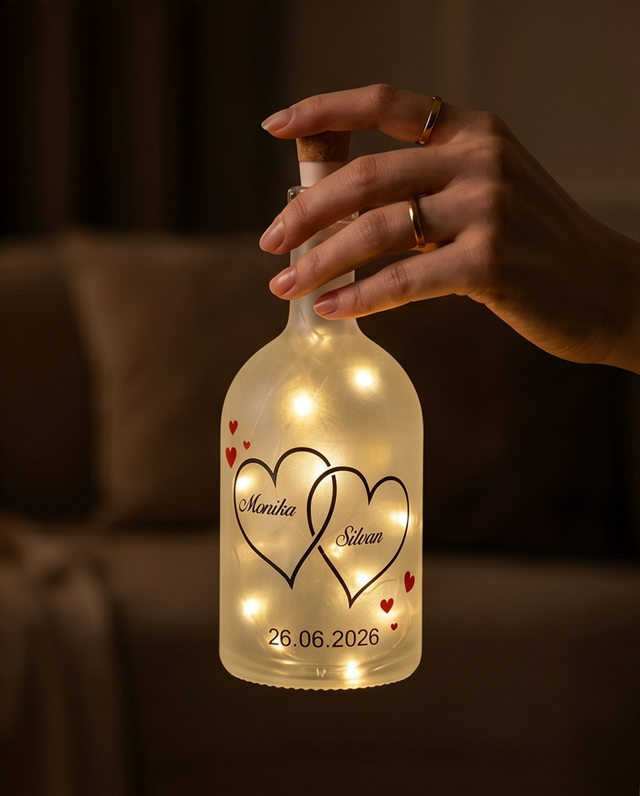 Hochzeitsgeschenk personalisiert | LED Flasche mit Namen