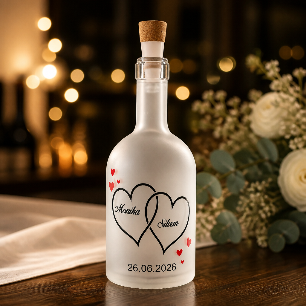 Hochzeitsgeschenk personalisiert | LED Flasche mit Namen