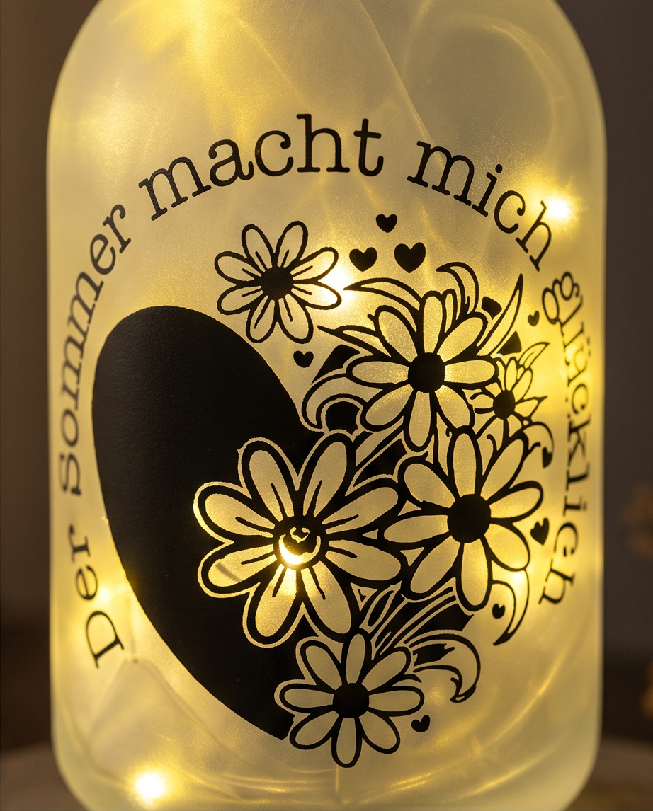 Sommer Deko | LED Flasche "Der Sommer macht mich glücklich" handgemacht