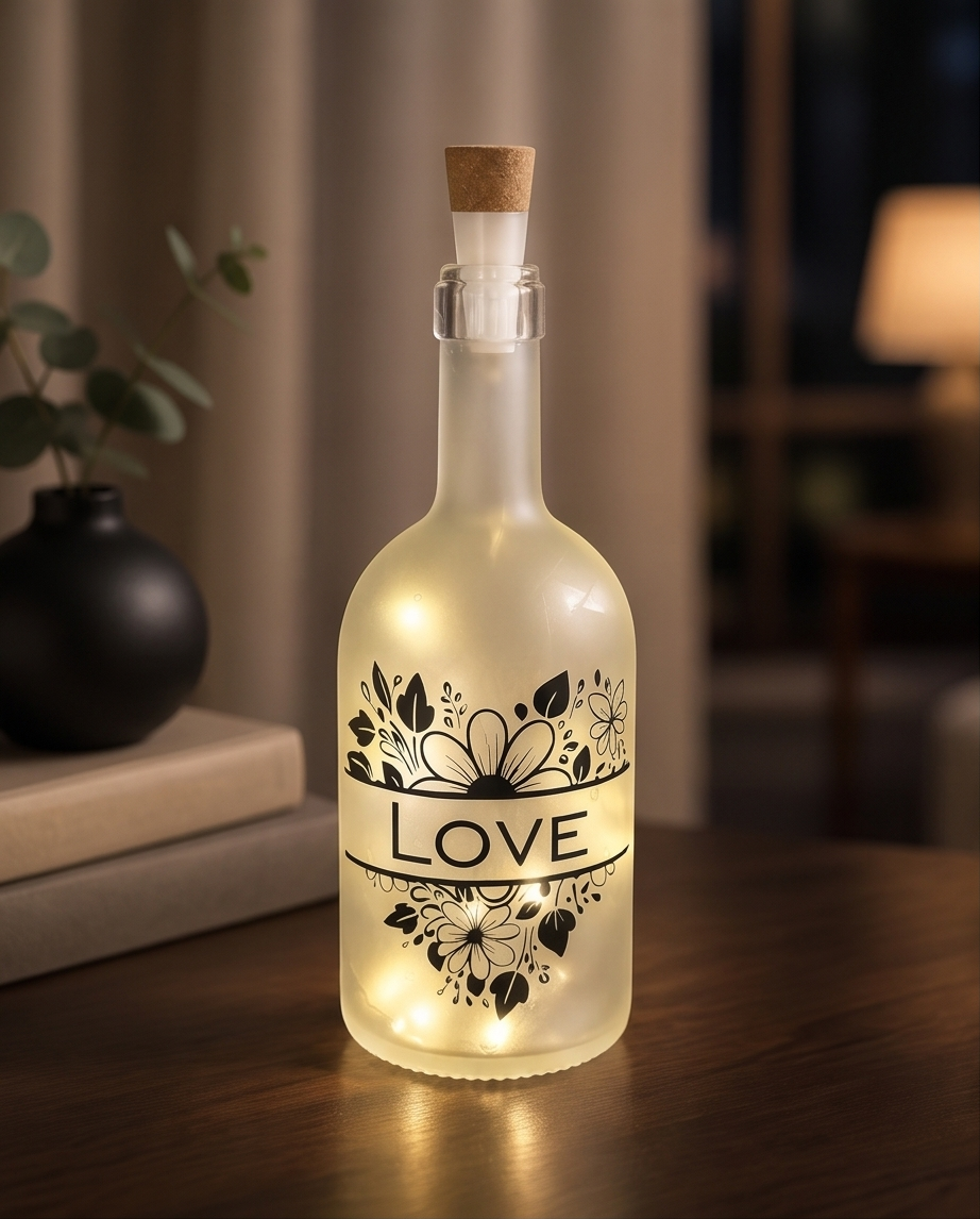 Geschenk für Verliebte | LED Flasche "LOVE" handgemacht