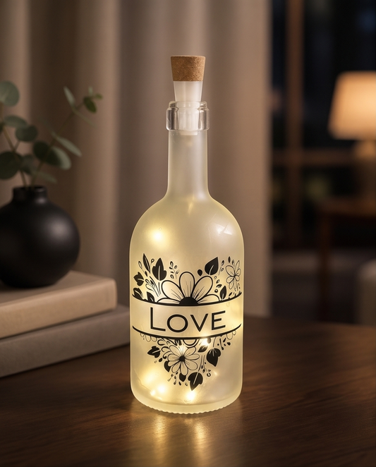 Geschenk für Verliebte | LED Flasche "LOVE" handgemacht