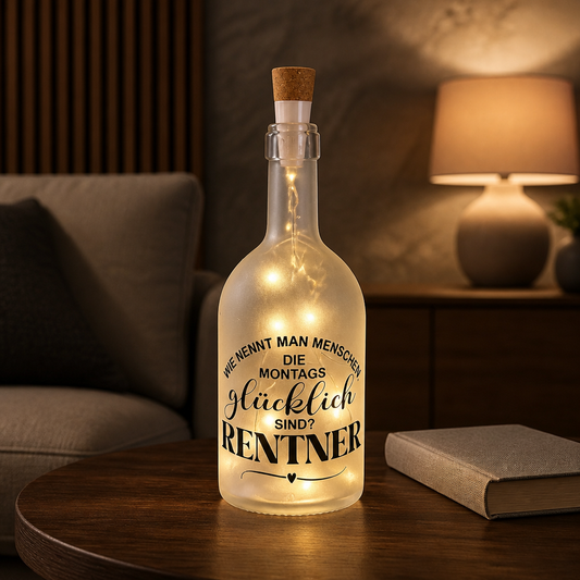 Geschenk zur Pensionierung | LED-Flasche Rentner Handgefertigt