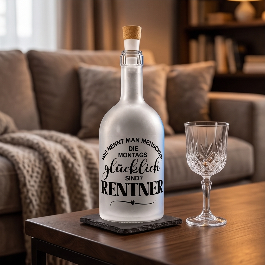 Geschenk zur Pensionierung | LED-Flasche Rentner Handgefertigt