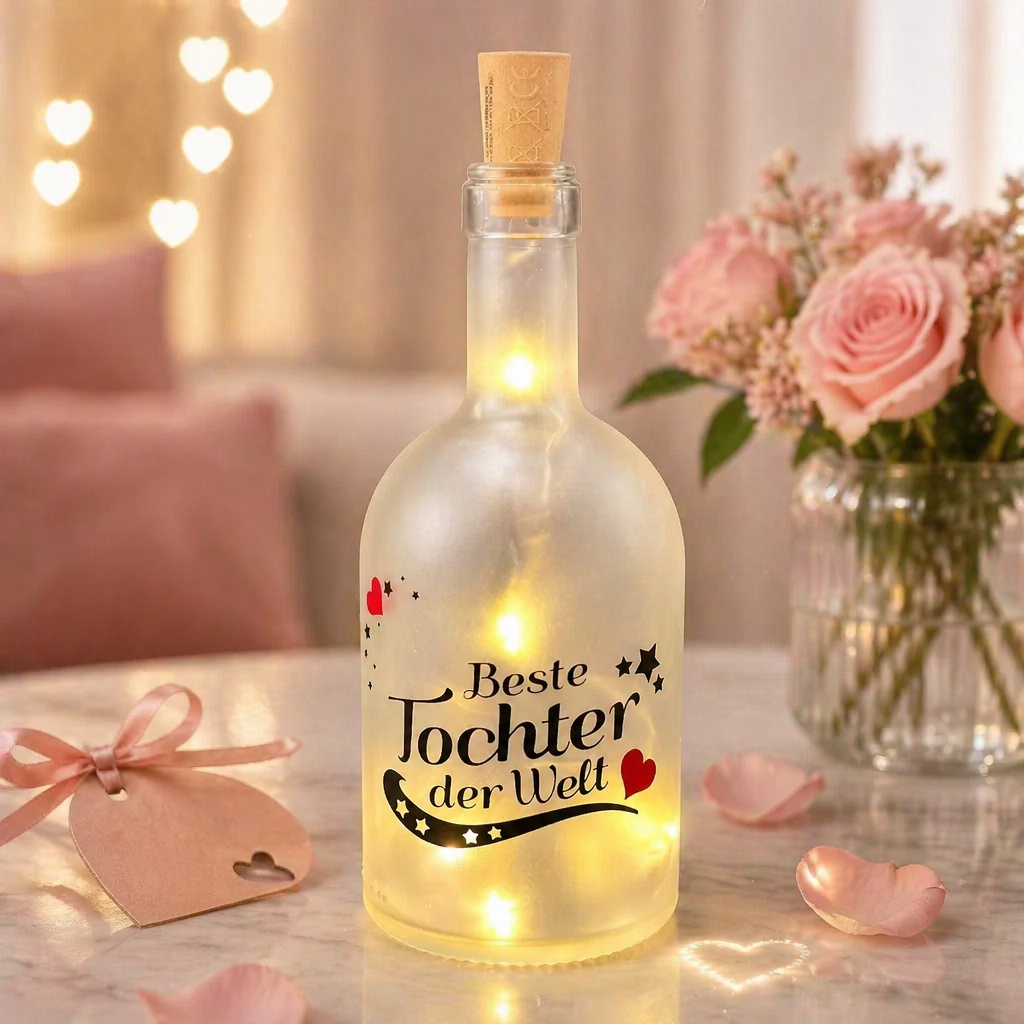 Geschenk für Tochter | LED Flasche "Beste Tochter der Welt"