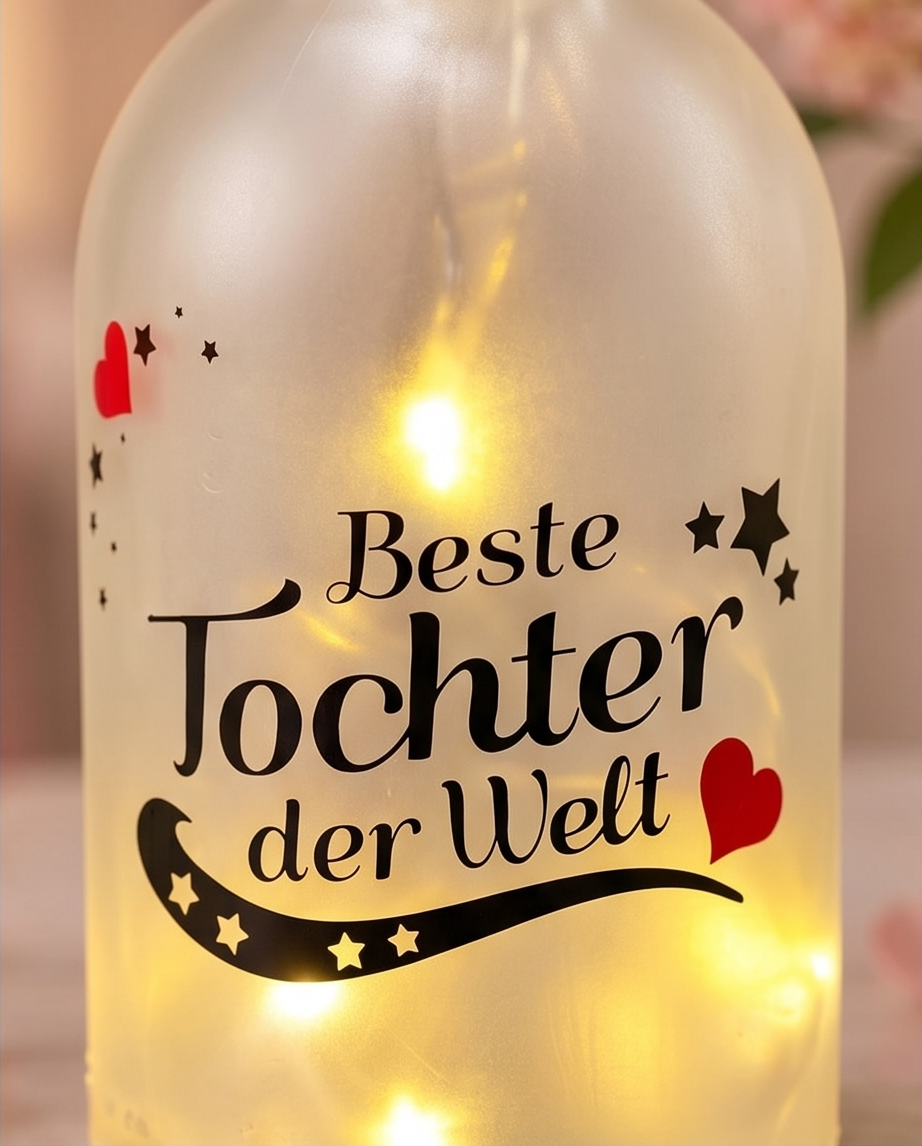 Geschenk für Tochter | LED Flasche "Beste Tochter der Welt"
