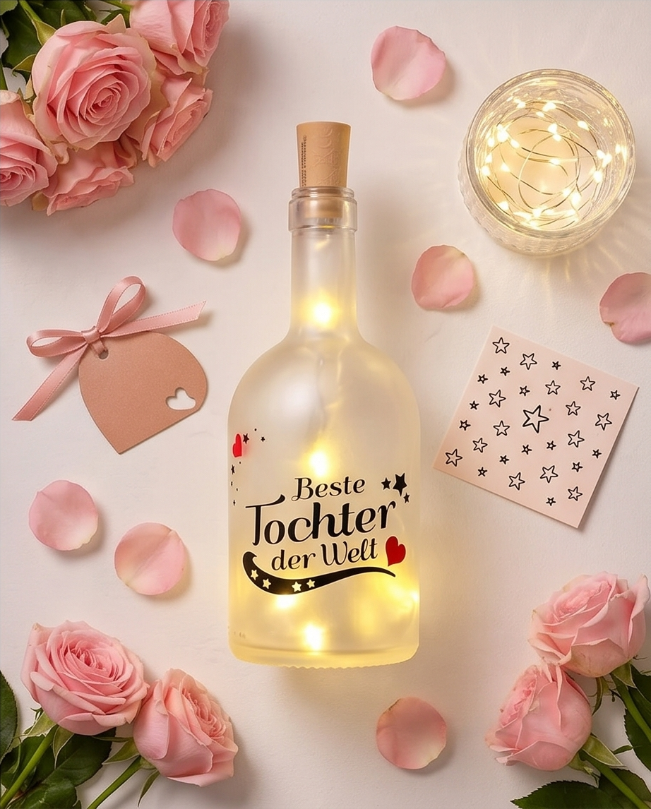 Geschenk für Tochter | LED Flasche "Beste Tochter der Welt"