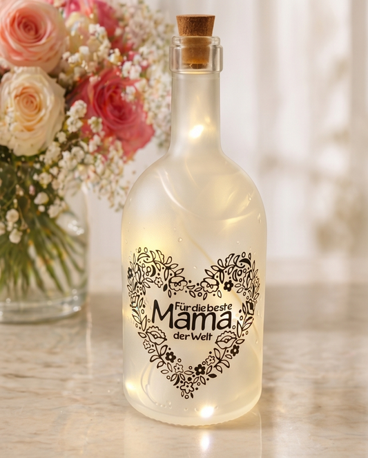 Geschenk für Mama | LED Flasche "Glück ist eine Mama wie dich"