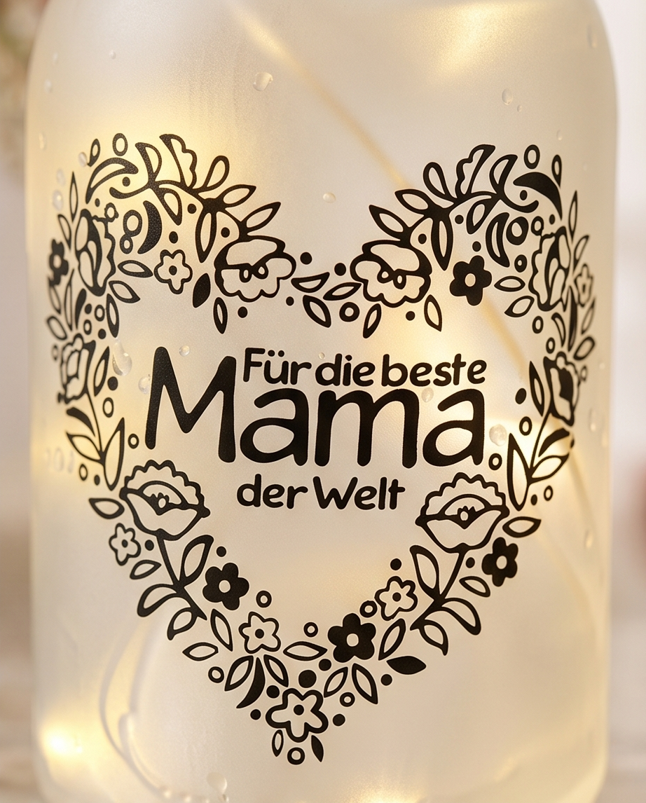 Geschenk für Mama | LED Flasche "Glück ist eine Mama wie dich"