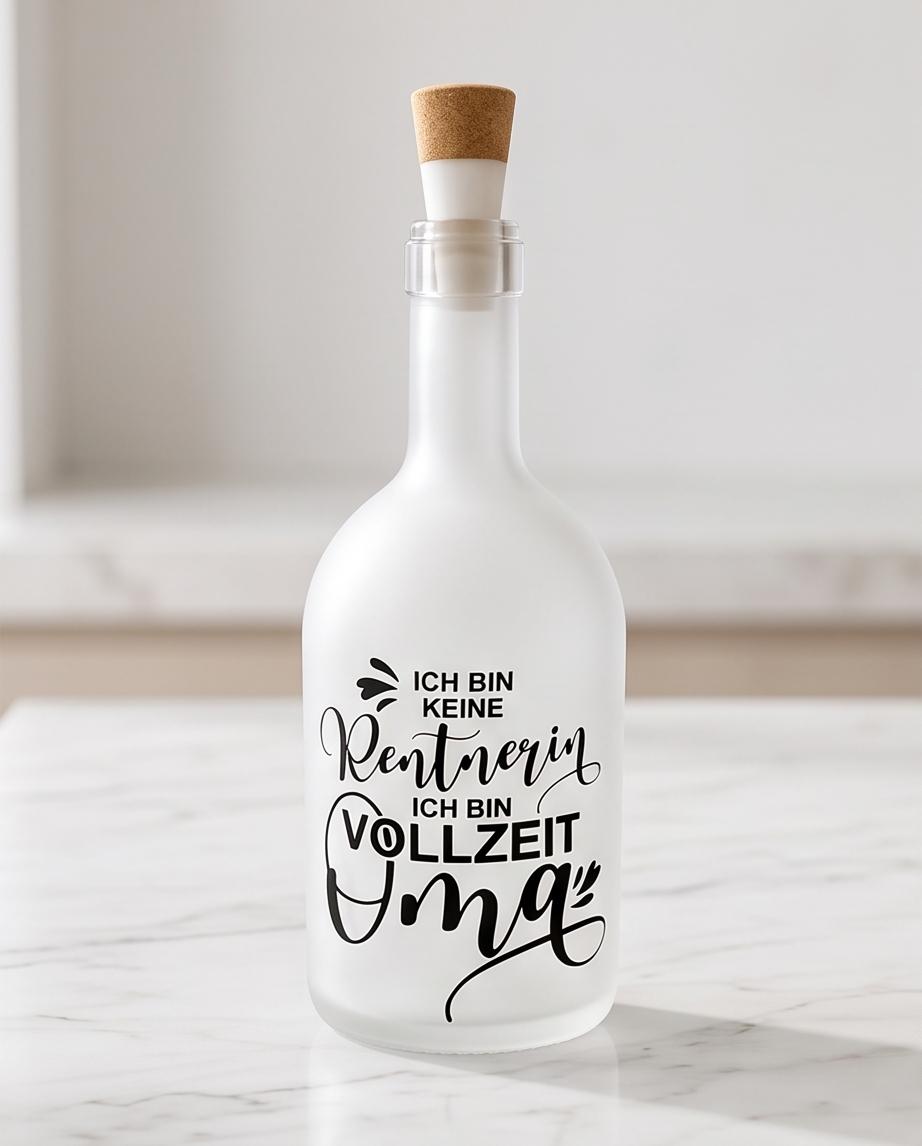  LED Flaschenlicht Oma ohne Beleuchtung - Spruch Ich bin keine Rentnerin ich bin Vollzeit Oma auf satinierter Flasche
