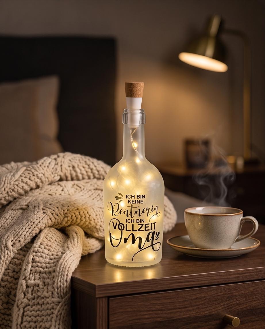 LED Flaschenlicht Oma Geschenk - Ich bin keine Rentnerin ich bin Vollzeit Oma - 29cm Flasche mit warmweissem Licht