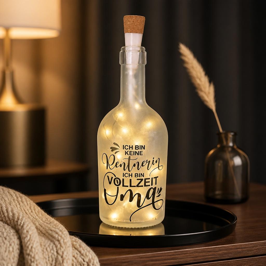 LED Flaschenlicht Oma Geschenk - Ich bin keine Rentnerin ich bin Vollzeit Oma - 29cm Flasche mit warmweissem Licht